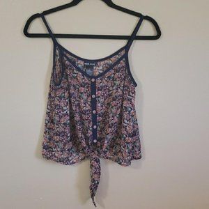 Floral Tie Front Button Up Crop Top